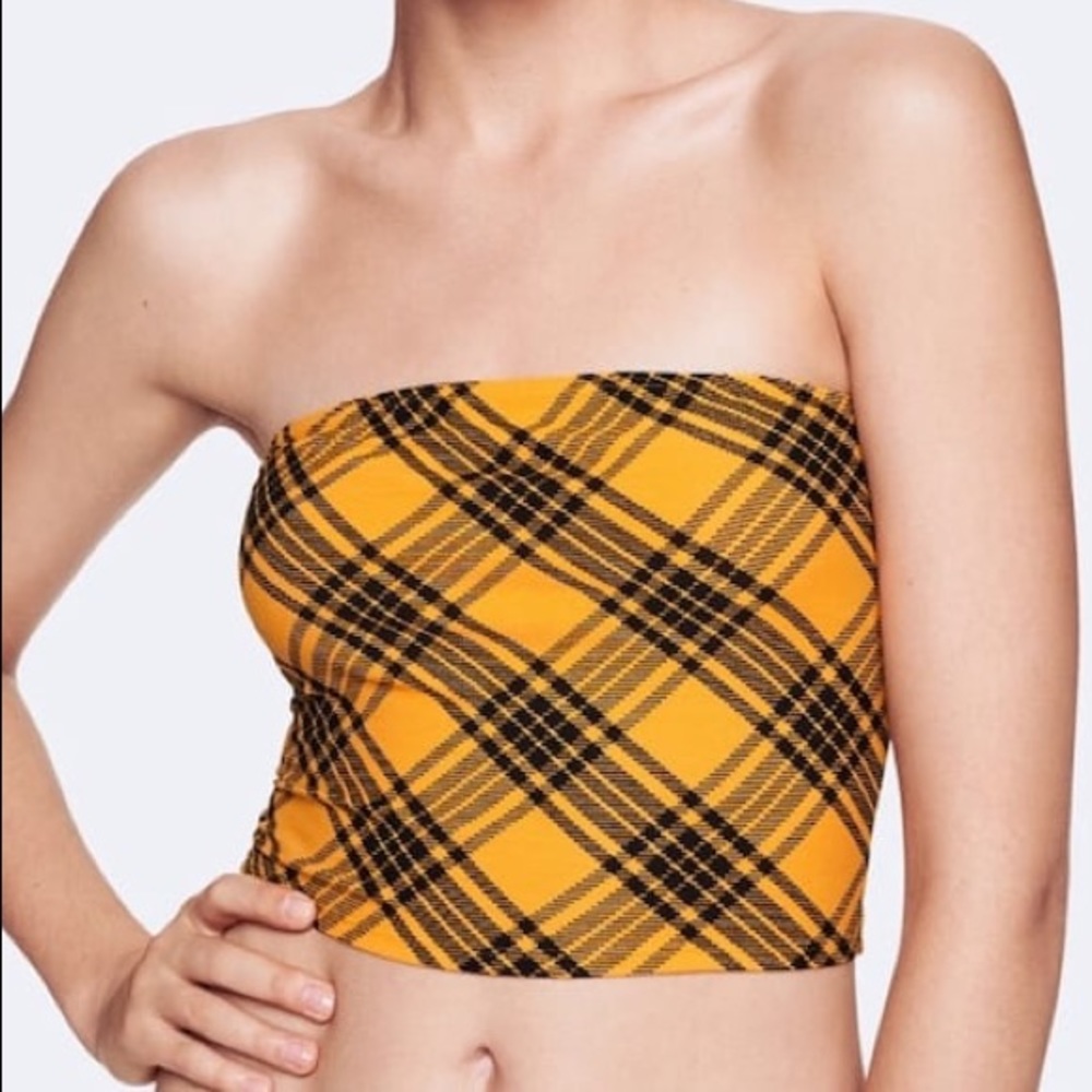 PINK Plaid Tube Top NWT
